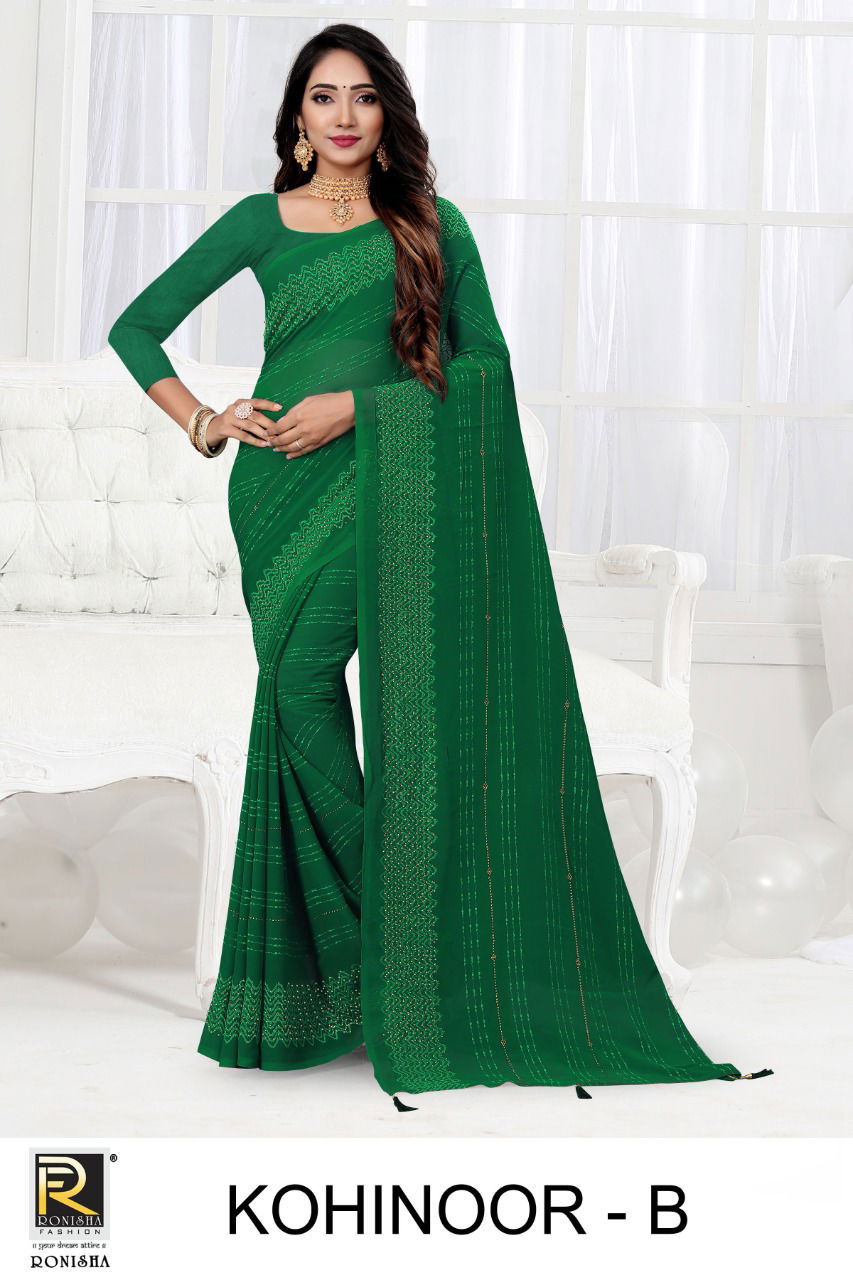 Ronisha Kohinoor Stylish Designer Fancy wear Georgette Saree Collection